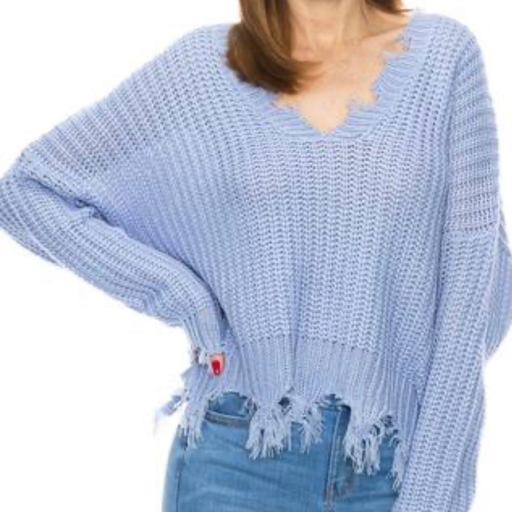 Yellow Frayed Sweater by Miracle - Picture 3 of 8